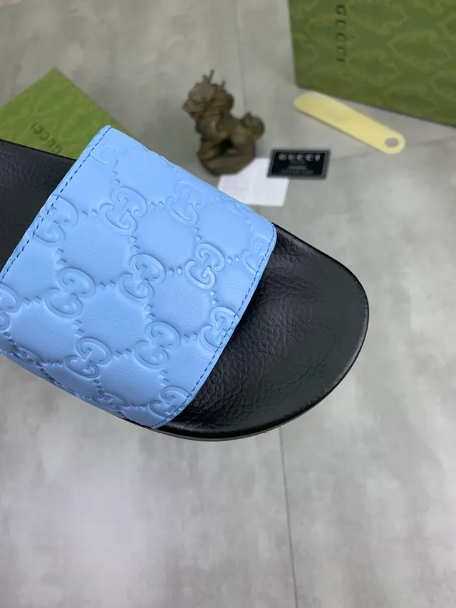 Gucci Slide Preto e Marrom Escuro com GG Monogram embossado 10