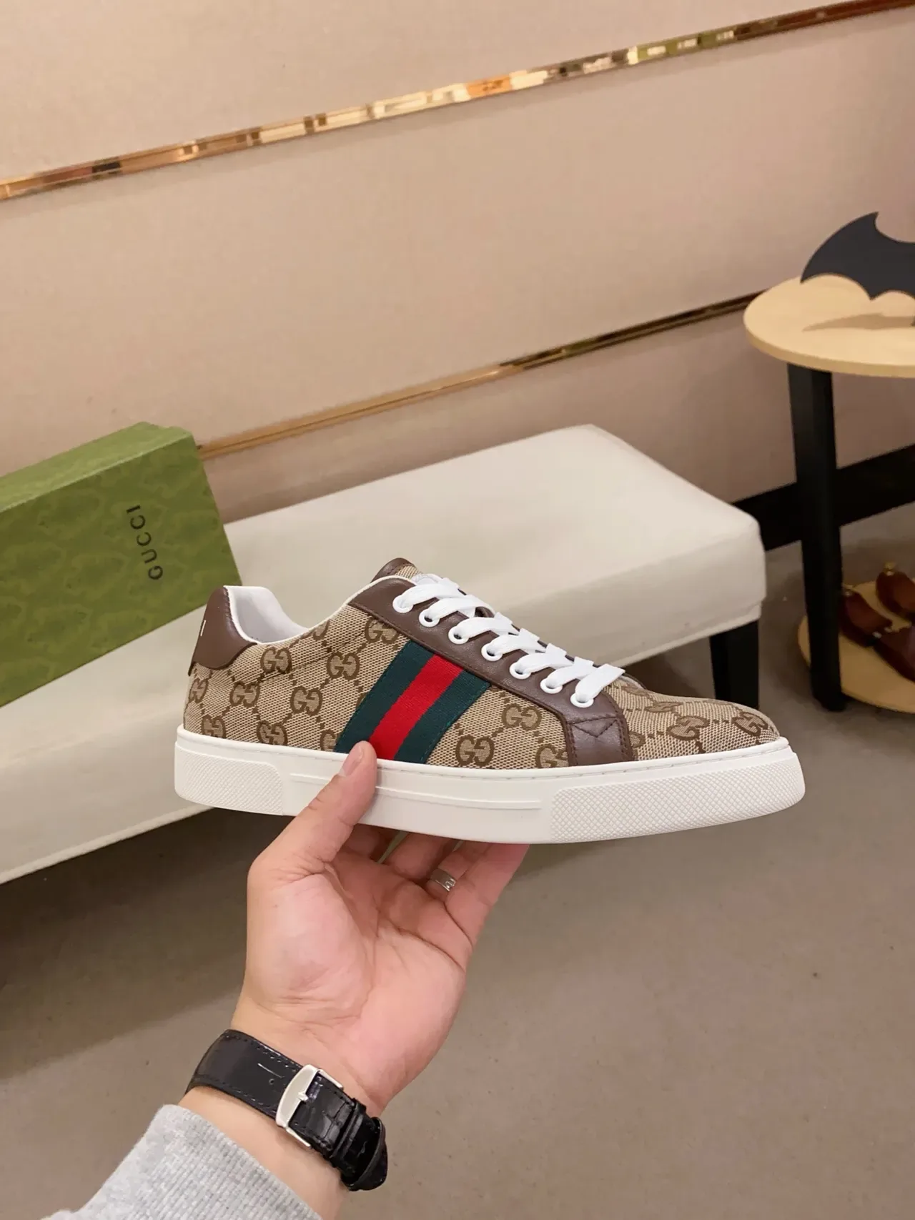 Gucci Tennis 1977 Bege Monogram Lona Lifestyle Tênis 4
