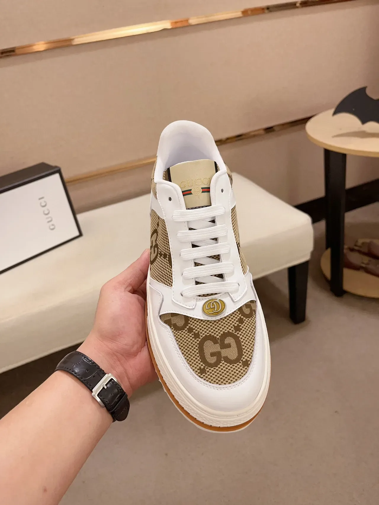 Gucci Tennis 1977 White and Beige GG Monogram Lifestyle Sneakers 2