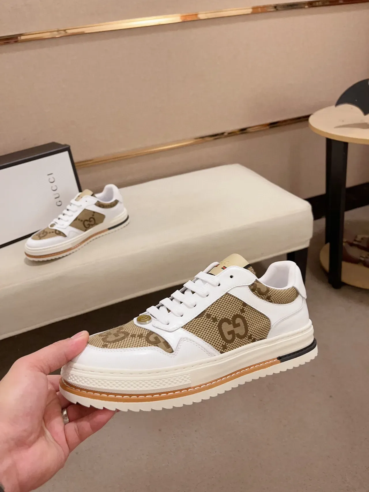 Gucci Tennis 1977 White and Beige GG Monogram Lifestyle Sneakers 3