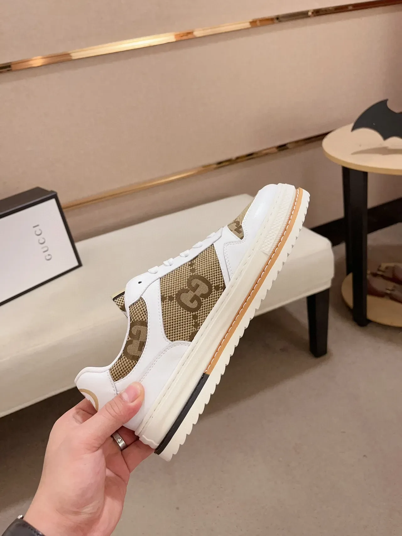 Gucci Tennis 1977 White and Beige GG Monogram Lifestyle Sneakers 5