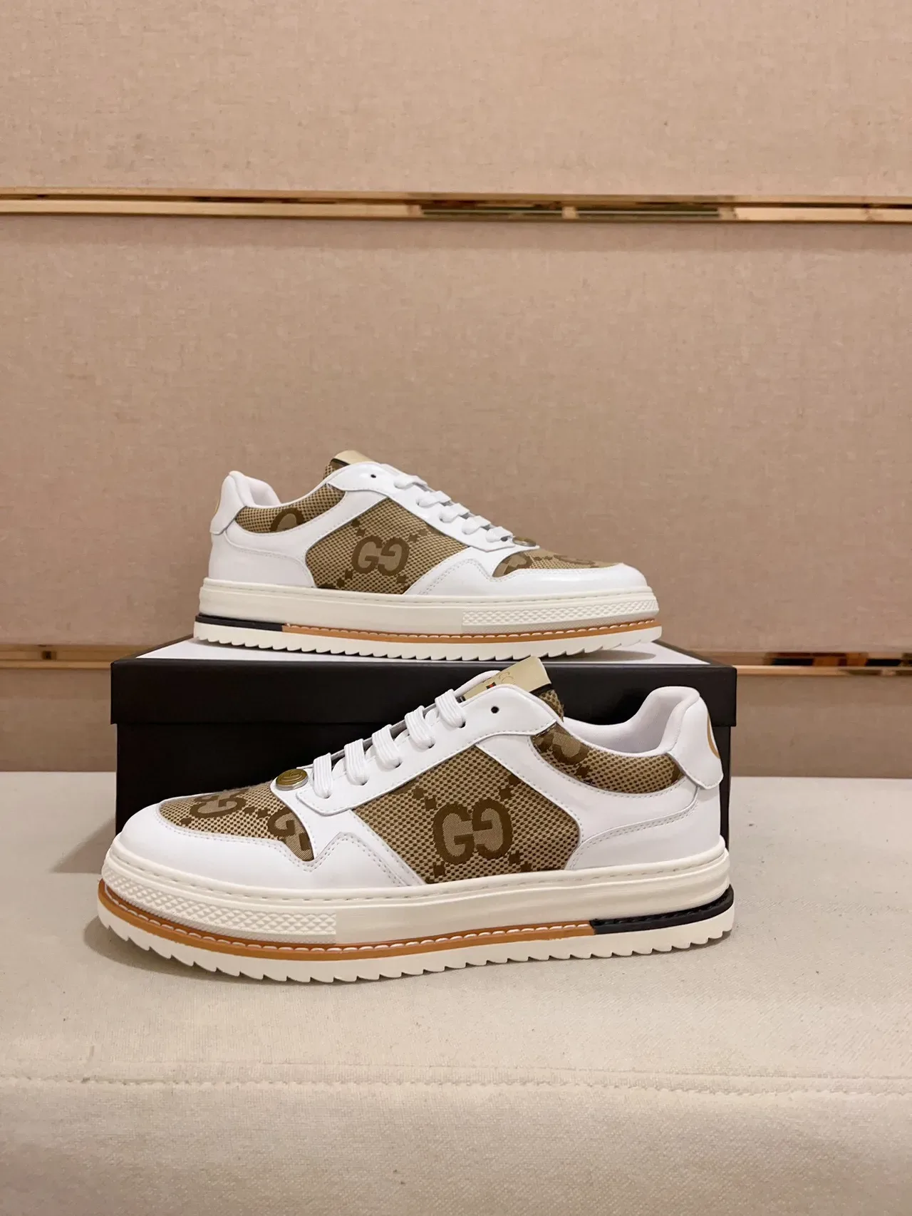 Gucci Tennis 1977 White and Beige GG Monogram Lifestyle Sneakers 7