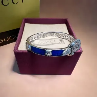 Gucci سوار بنجال نقش النمر الأزرق المينا فيليغري