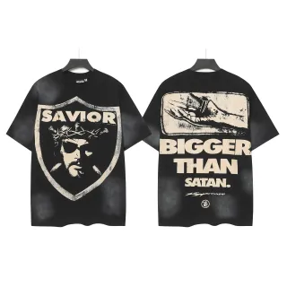Hellstar Black Beige Oversized Fit Distressed Wash T-Shirt
