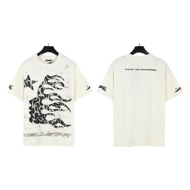 Hellstar Graphic Flame Print Off-White T-Shirt 2