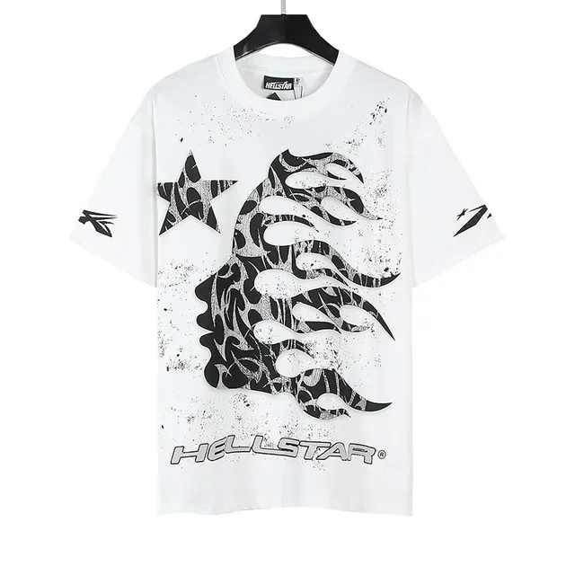Hellstar Graphic Flame Print Off-White T-Shirt 6