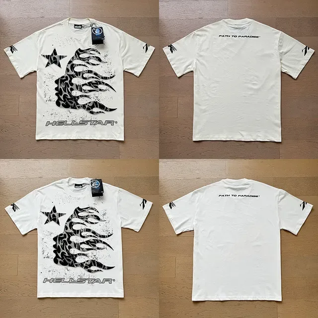 Hellstar Graphic Flame Print Off-White T-Shirt 9