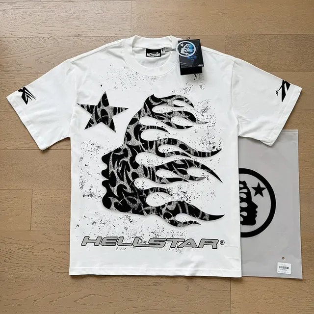 Hellstar Graphic Flame Print Off-White T-Shirt 12
