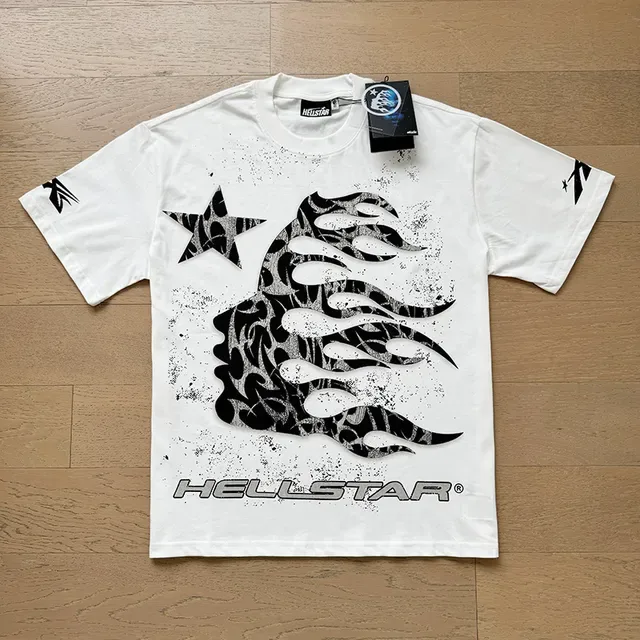 Hellstar Graphic Flame Print Off-White T-Shirt 13