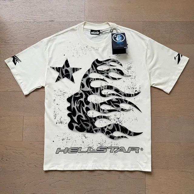 Hellstar Graphic Flame Print Off-White T-Shirt 16