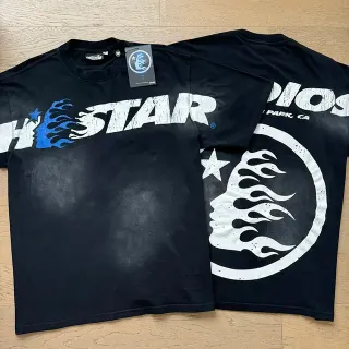 Hellstar Graphic Print Flame Motif Black T-Shirt