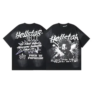 Hellstar Oversized Distressed Graphic Print Black T-Shirt