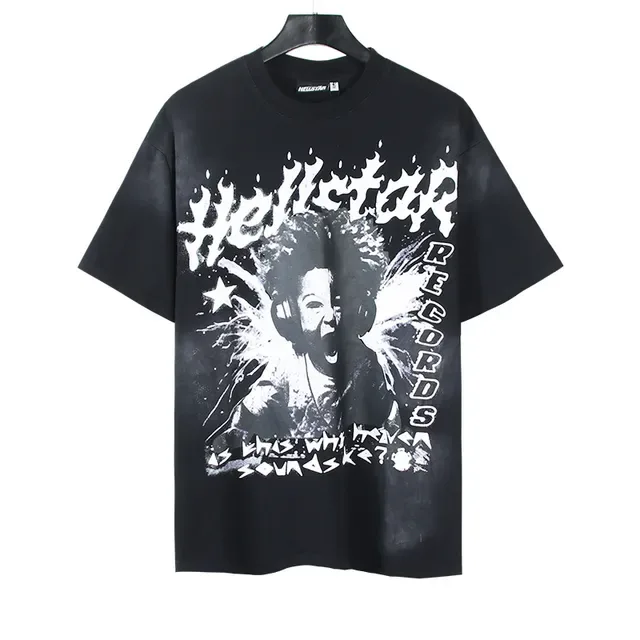 Hellstar Oversized Distressed Graphic Print Black T-Shirt 5