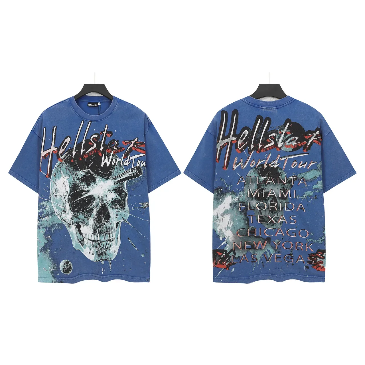 Camiseta negra Hellstar World Tour con gráfico de calavera 3