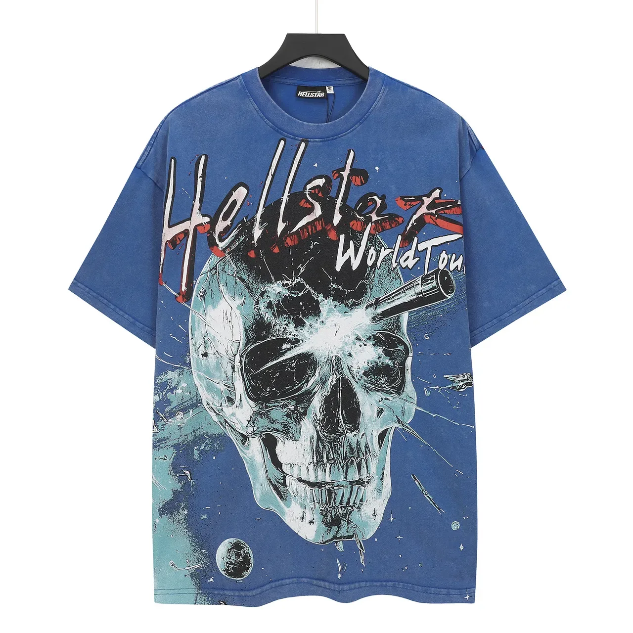 Camiseta negra Hellstar World Tour con gráfico de calavera 4