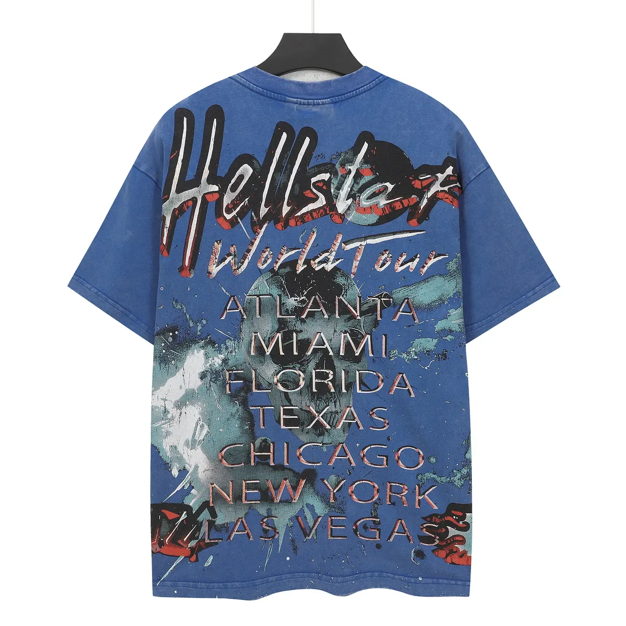 Camiseta negra Hellstar World Tour con gráfico de calavera 5