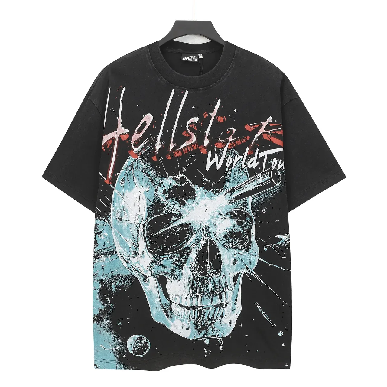 Camiseta negra Hellstar World Tour con gráfico de calavera 6