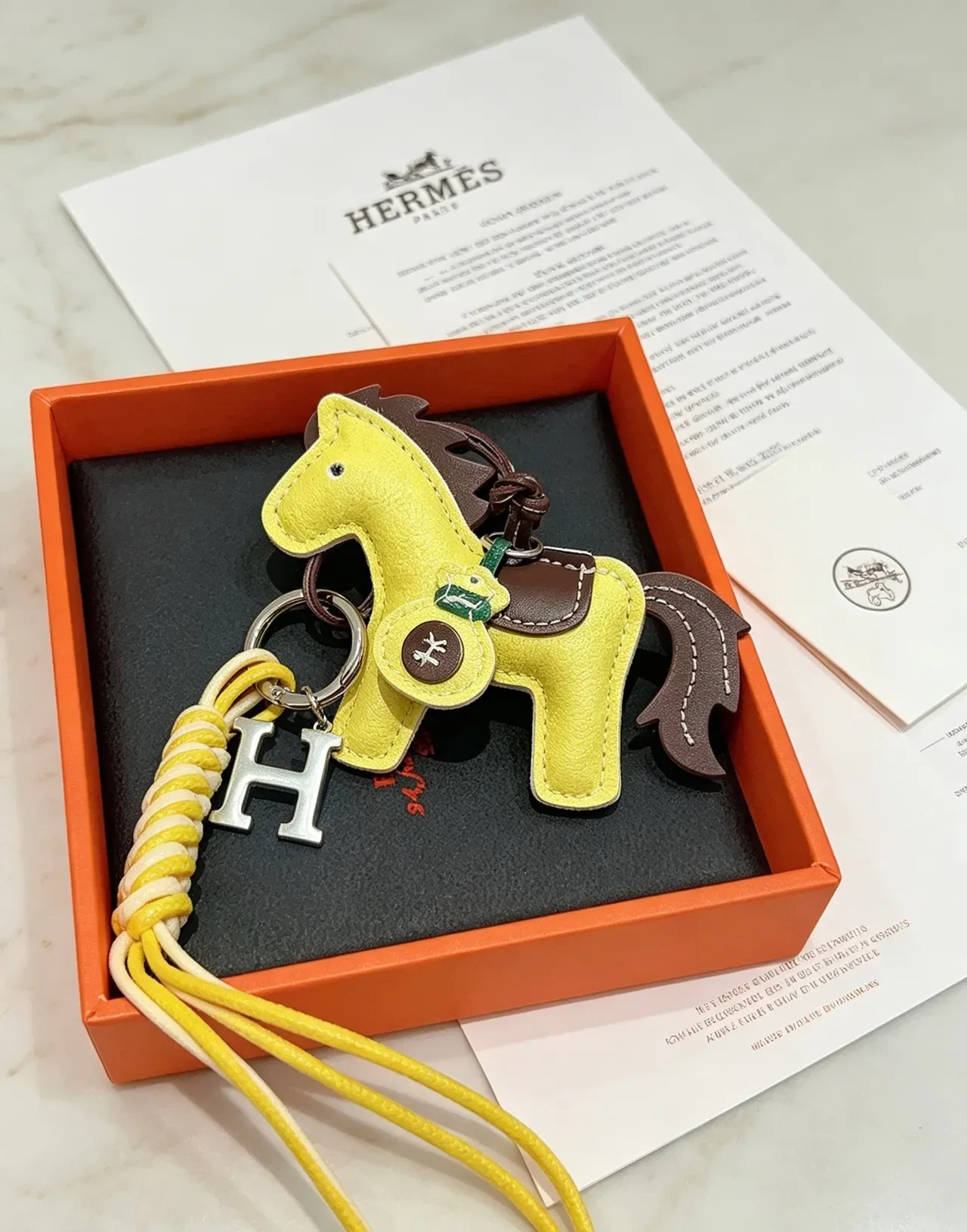 Hermès 米色黄色 结构皮革 手提包 7