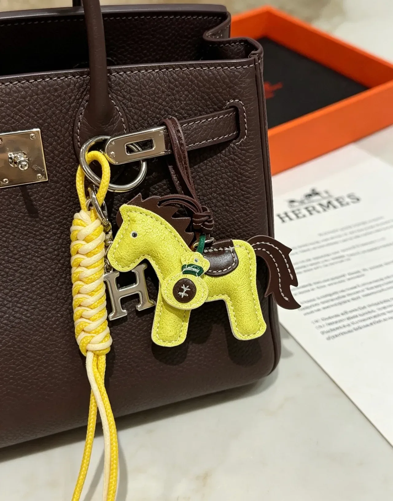 Hermès 米色黄色 结构皮革 手提包 8