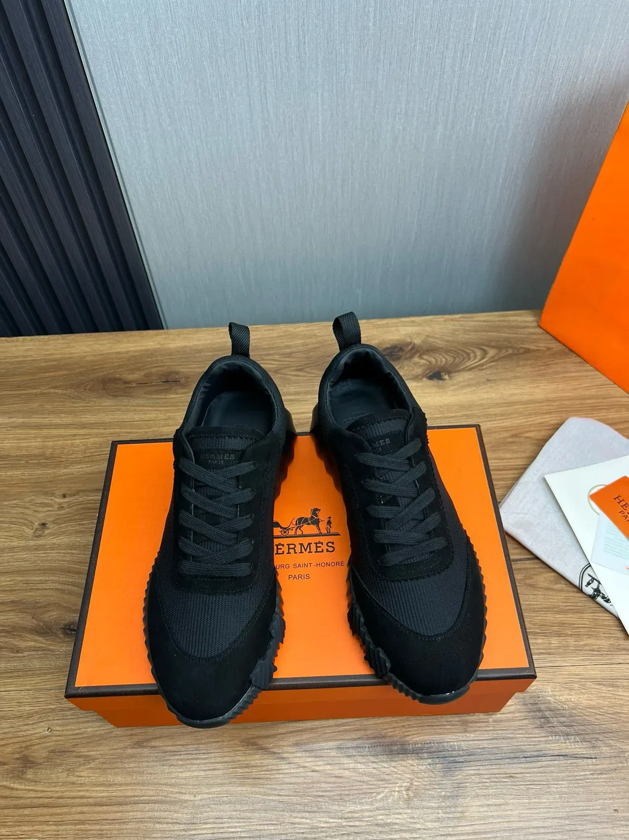 Hermès Black Textile-Suede Hybrid Sneaker 2