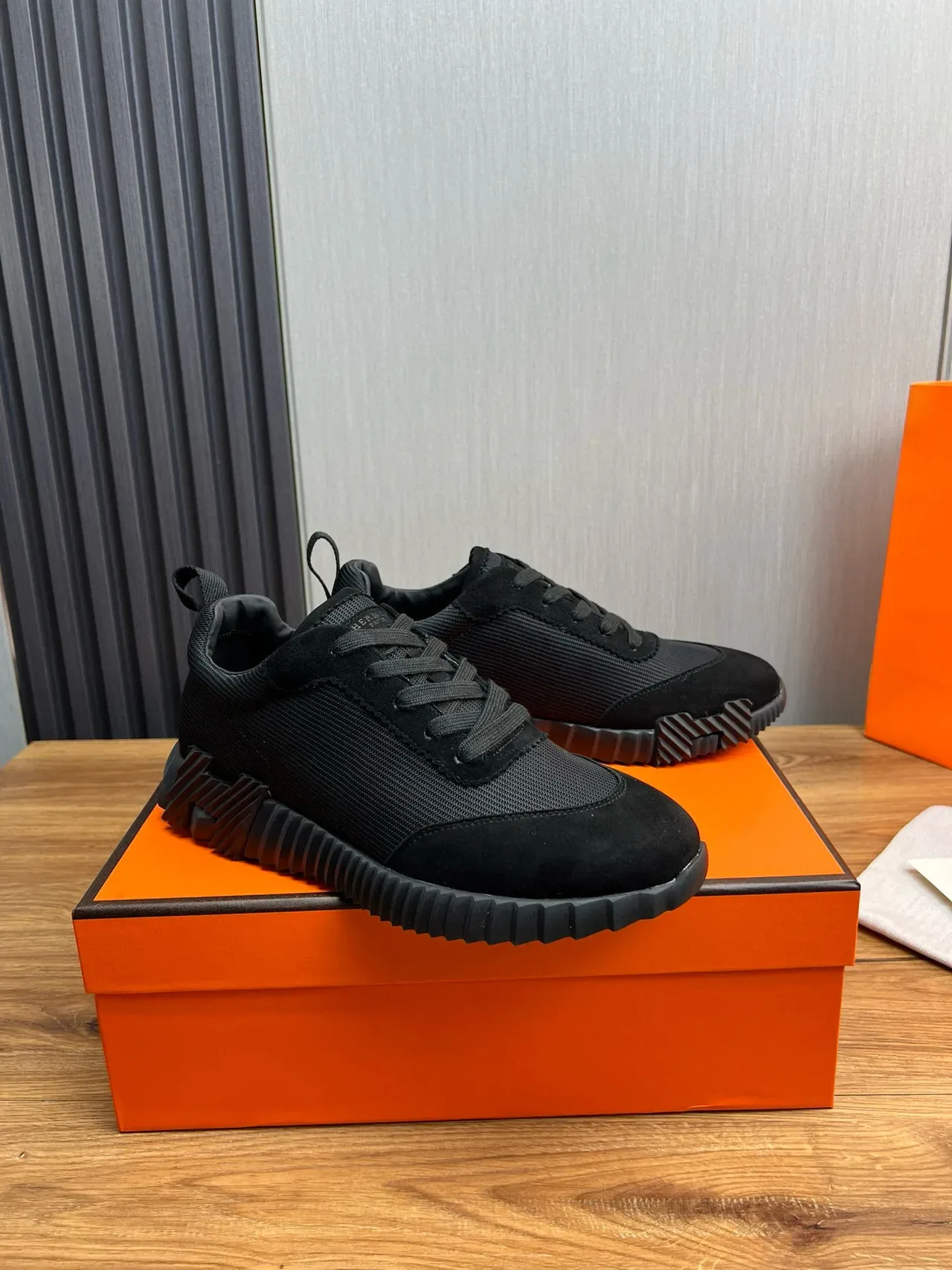 Hermès Black Textile-Suede Hybrid Sneaker 3