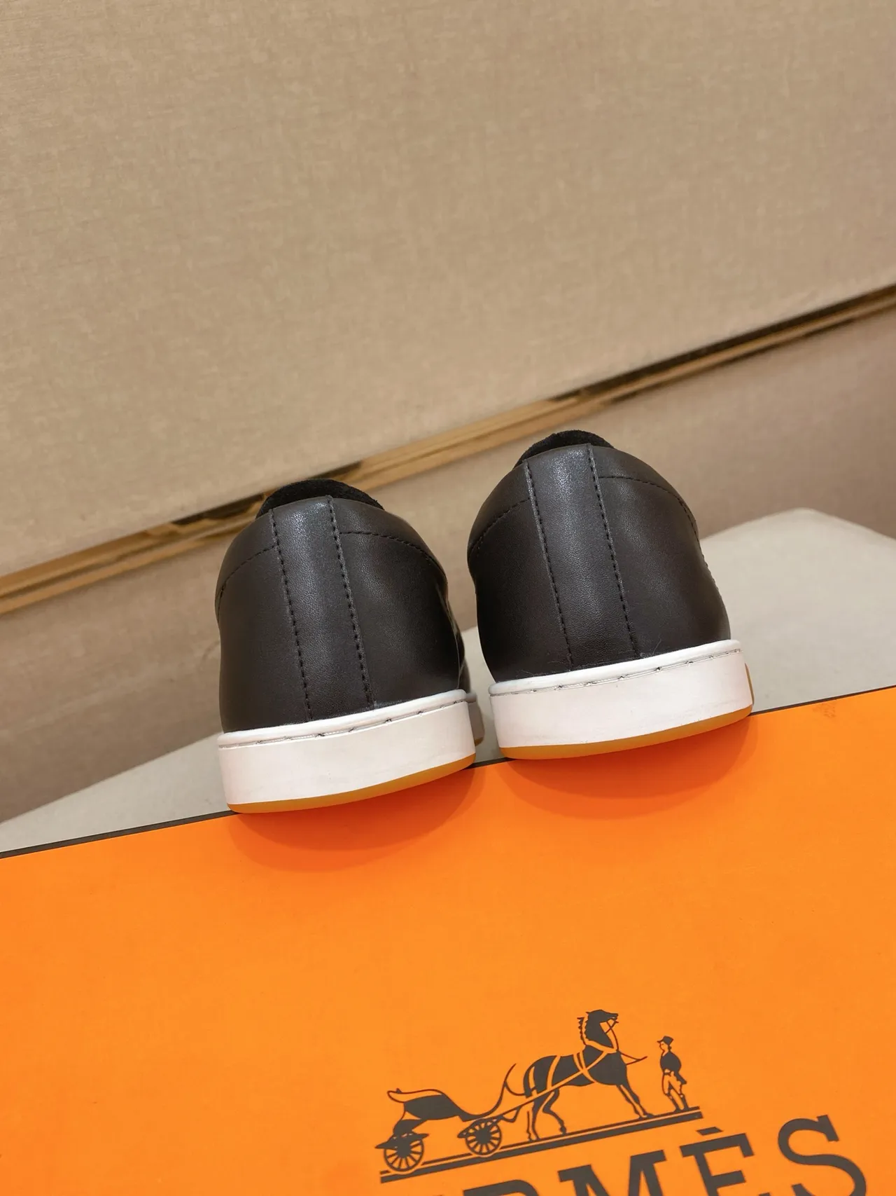 Hermès Black White Slip-On Leather Upper Loafer 3
