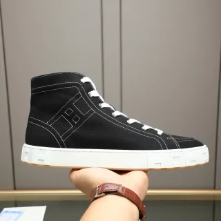 Hermès H 帆布高帮生活方式运动鞋 黑白