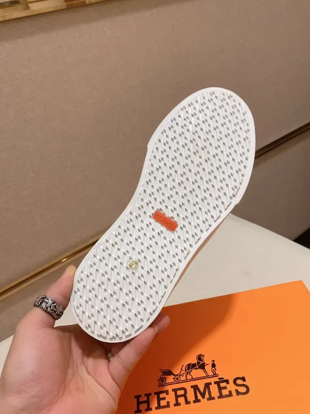 Hermès H Cut White and Tan High-Top Lifestyle Sneaker 2