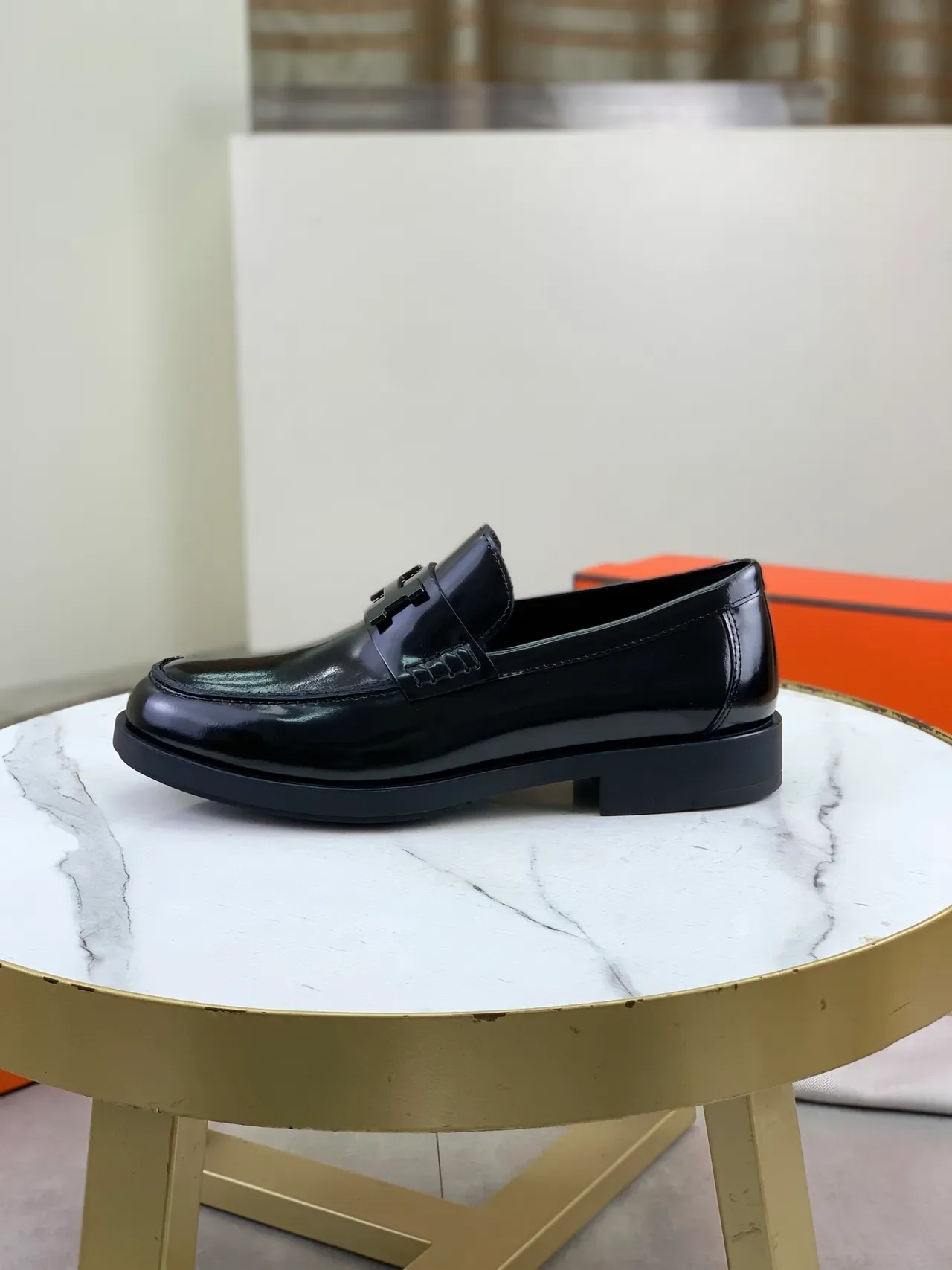 Hermès H Loafer Black Patent Leather Loafers 6
