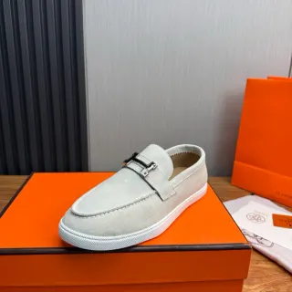 Hermès H Loafer हल्का भूरा सुड सफेद तलवा लोअफर