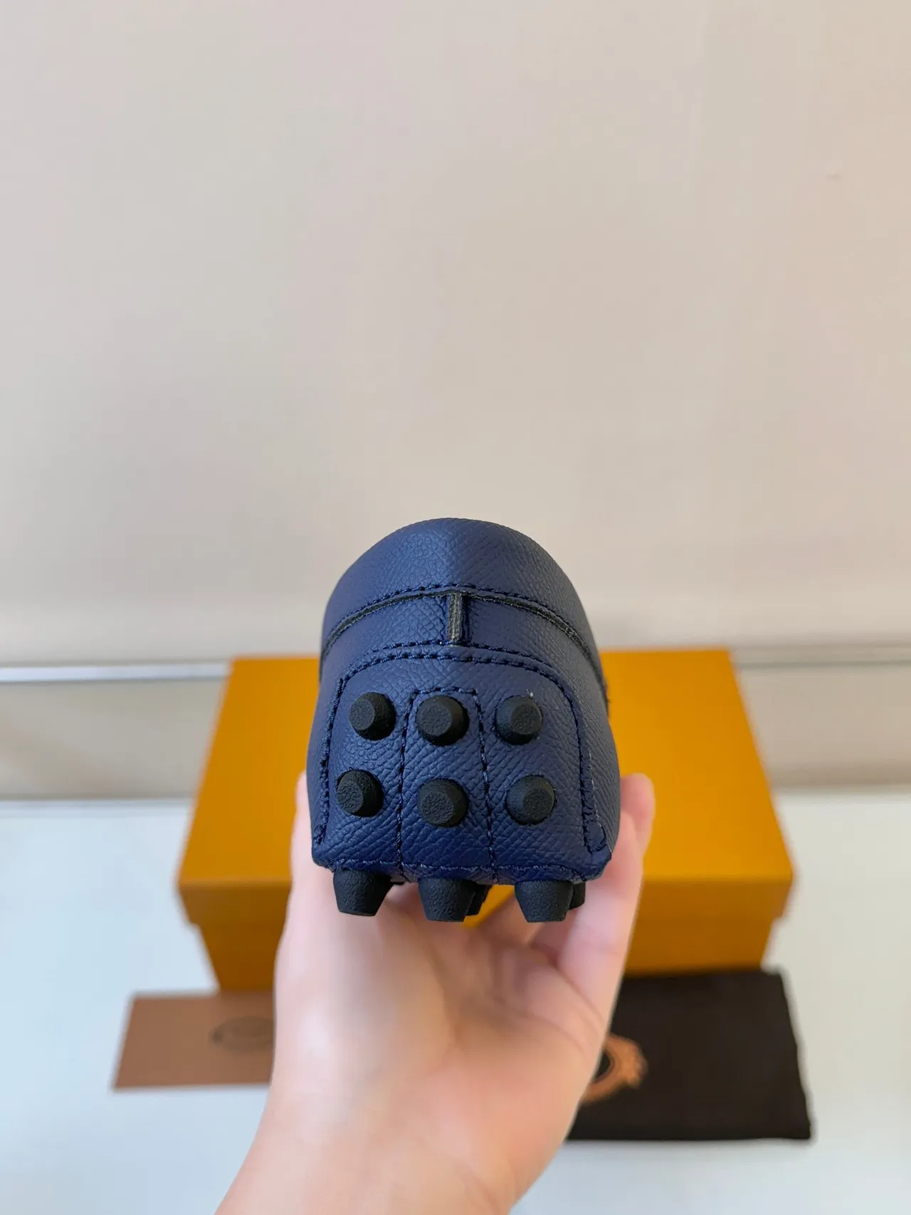 Hermès H Loafer Mocassim Couro Granulado Azul Marinho 4