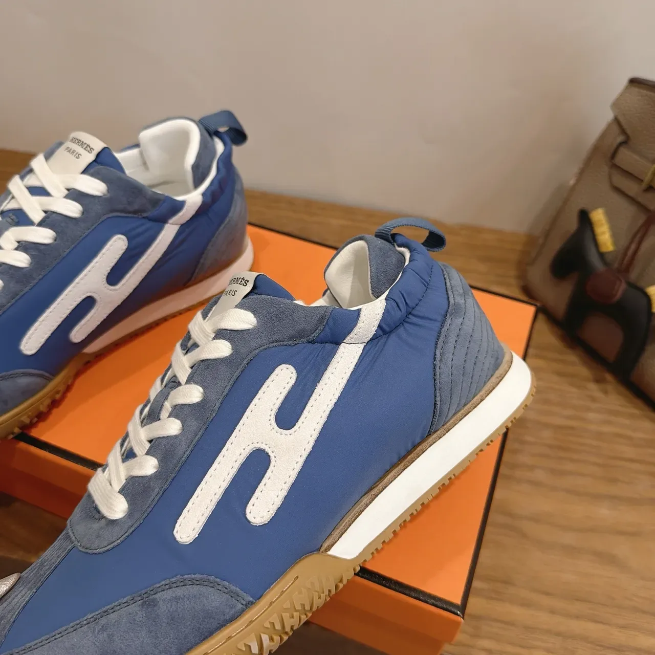 Hermès H Logo Blue and White Lifestyle Sneakers 4