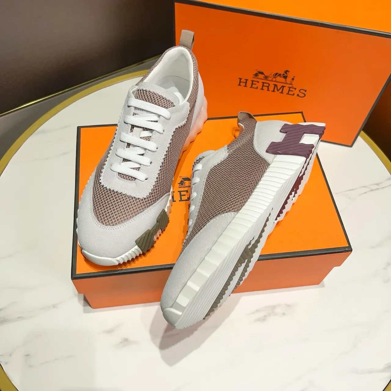 Hermès H-Runner Mesh and Suede Lifestyle Sneakers 8