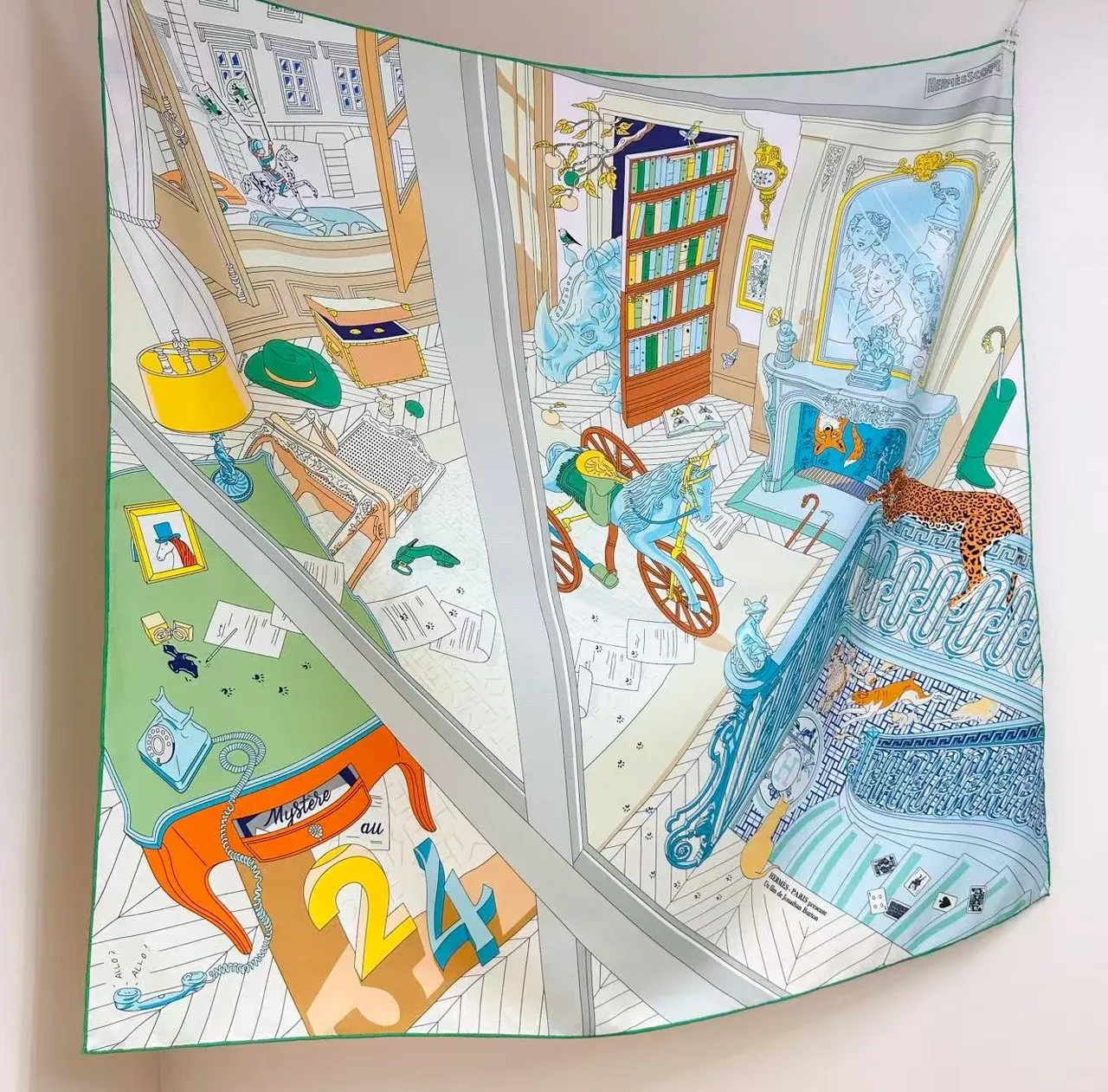 Hermès Hermès Scope 室内场景插图丝绸围巾 6