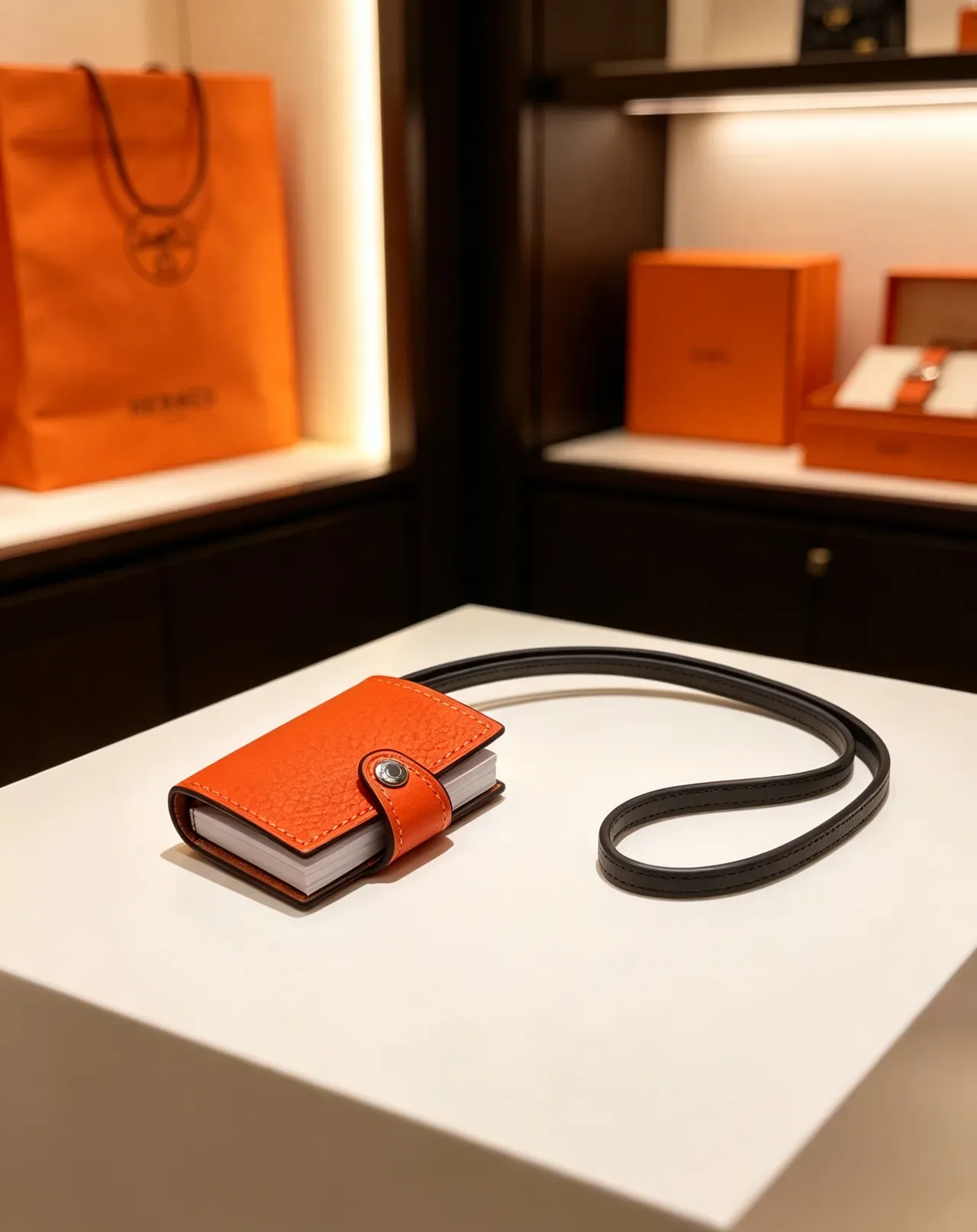 Hermès Multicolor Pebbled Leather Snap-Button Strap Closure Card Holder 7