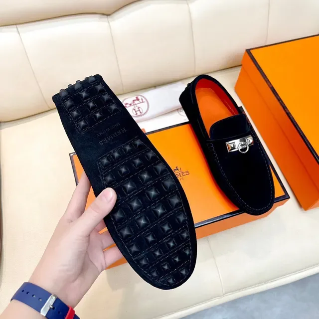 Hermès Oran Black Suede Horsebit Loafers 3