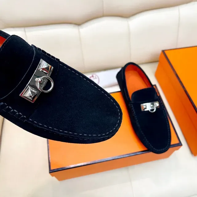 Hermès Oran Black Suede Horsebit Loafers 4