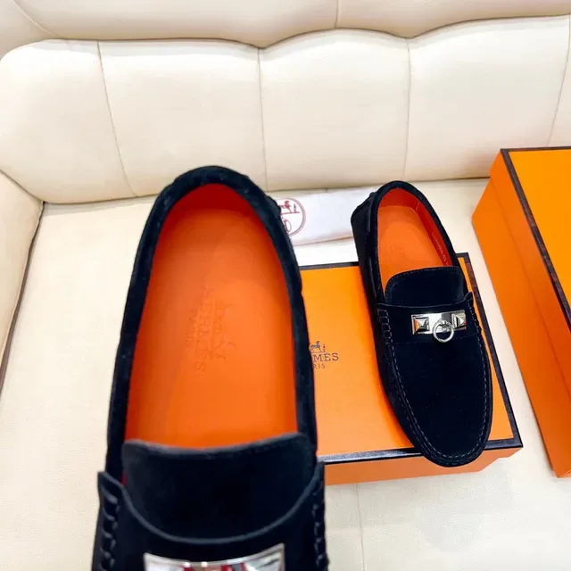 Hermès Oran Black Suede Horsebit Loafers 5