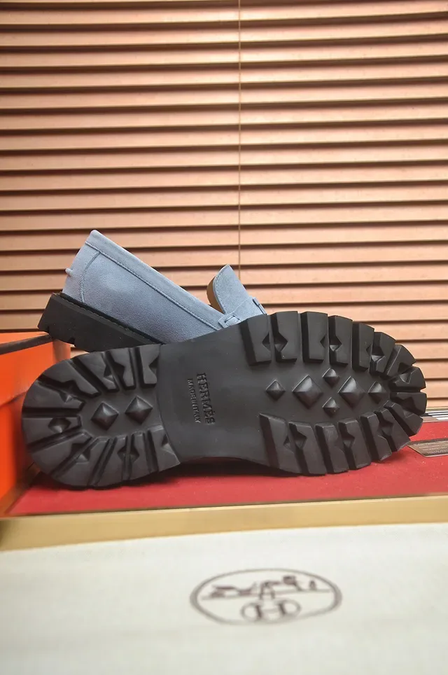 Hermès Oran لفر جلد أبو الصوف أزرق أسود H-Buckle Hardware 3