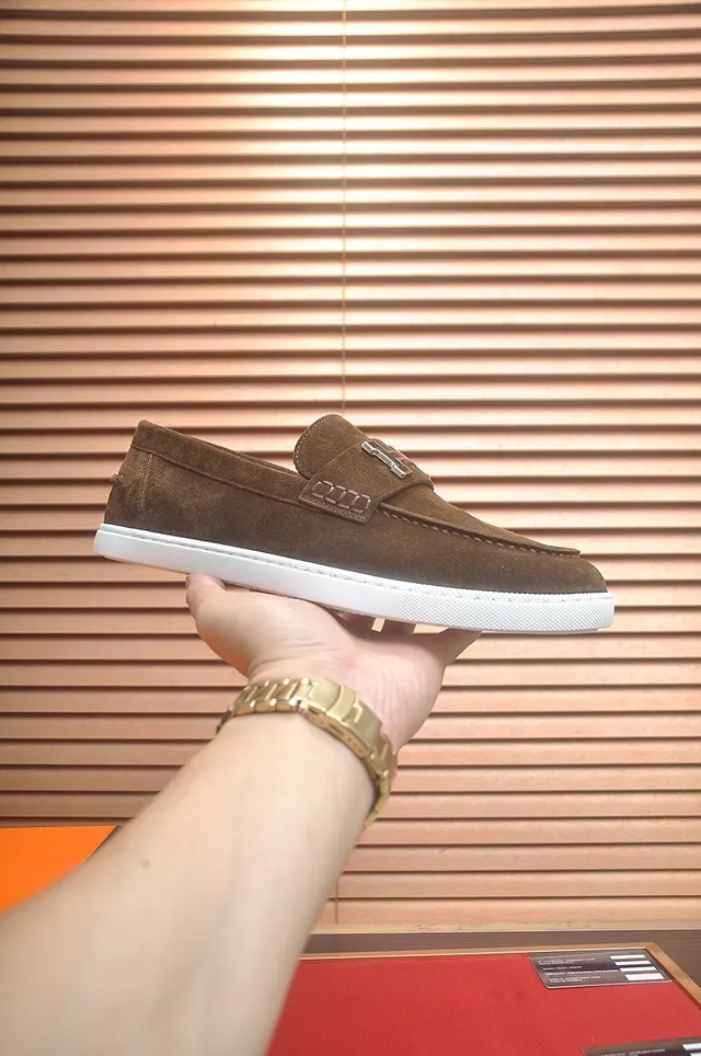 Hermès Oran Mocassins de Camurça Marrom com Fivela H 4