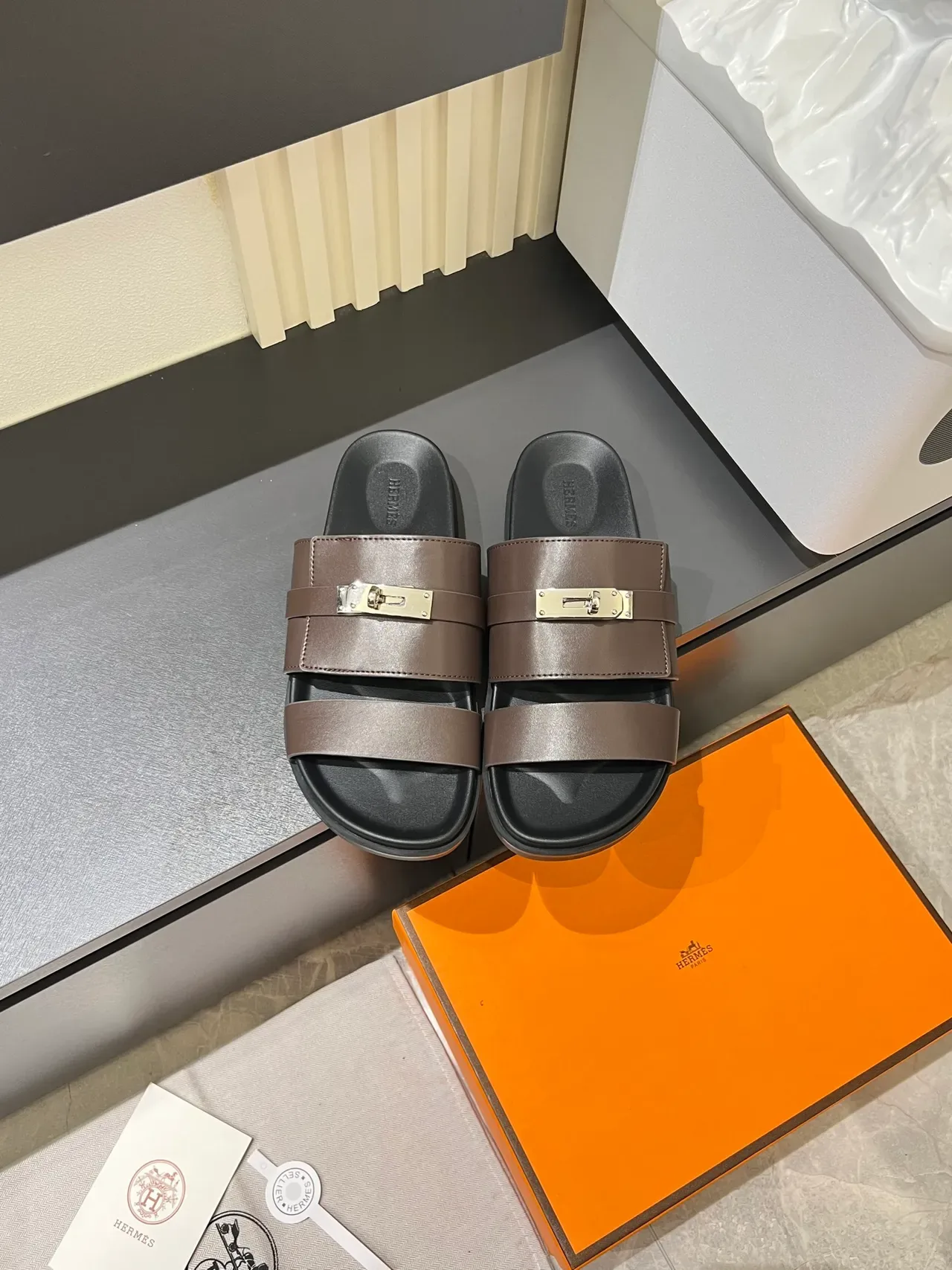 Hermès Oran Double-Strap Slide Slippers 9