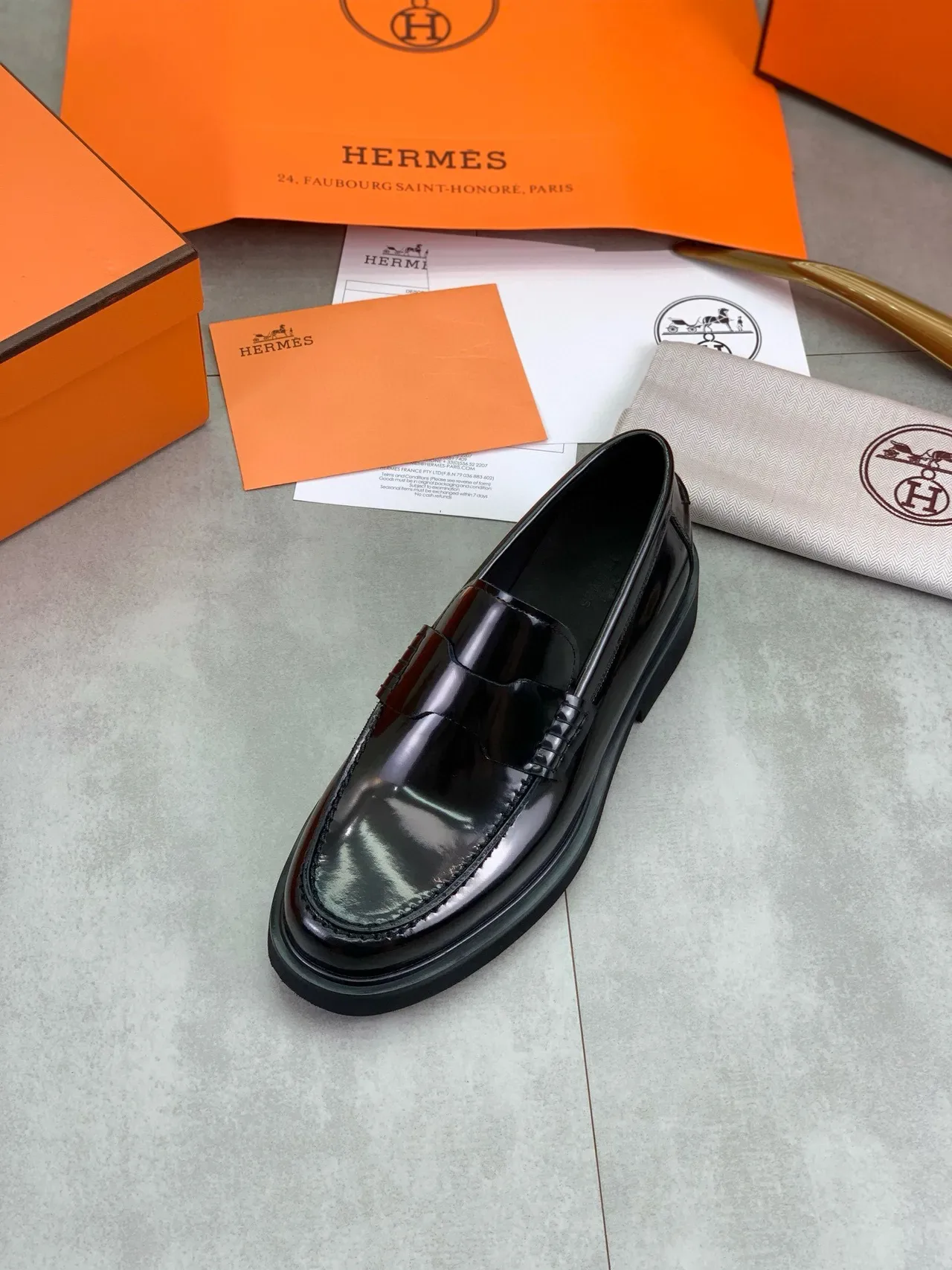 Hermès Oran Loafer Black Patent Leather Loafers 4