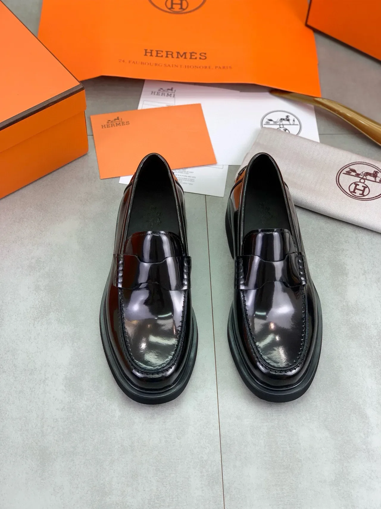 Hermès Oran Loafer Black Patent Leather Loafers 5