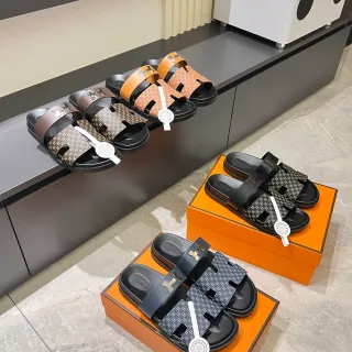 Hermès Oran 印花 双带 拖鞋