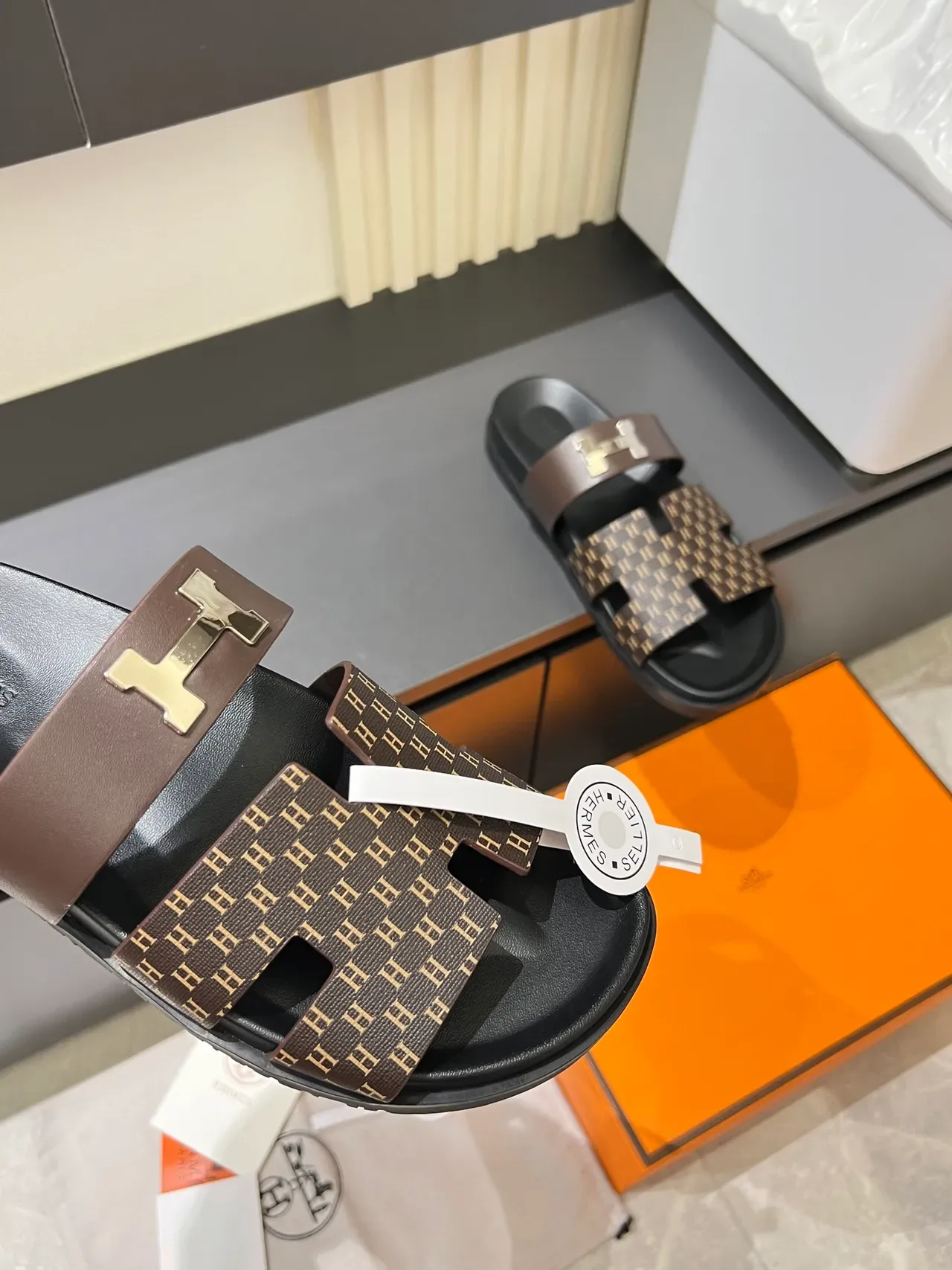 Hermès Oran 印花 双带 拖鞋 3