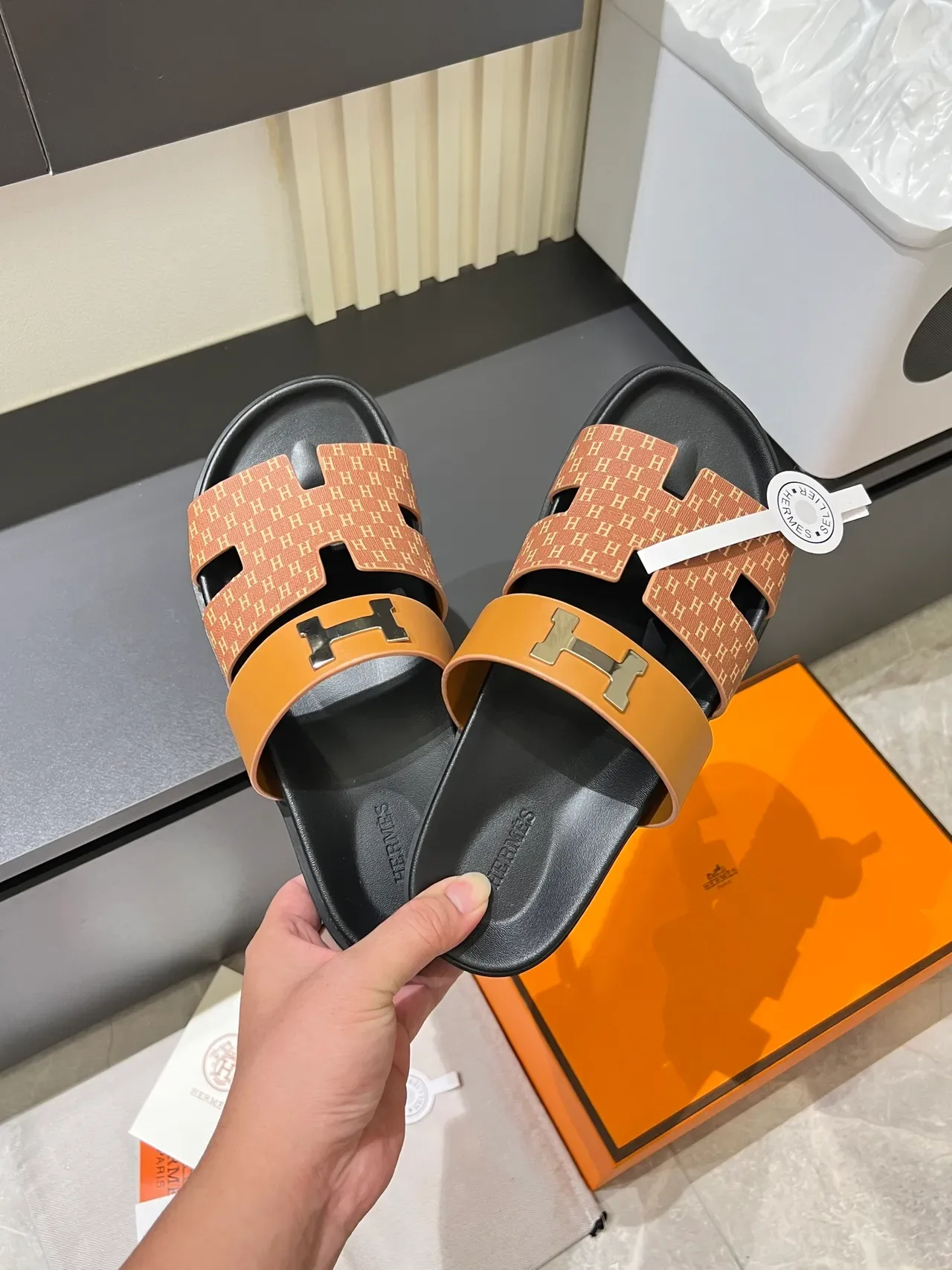 Hermès Oran 印花 双带 拖鞋 7