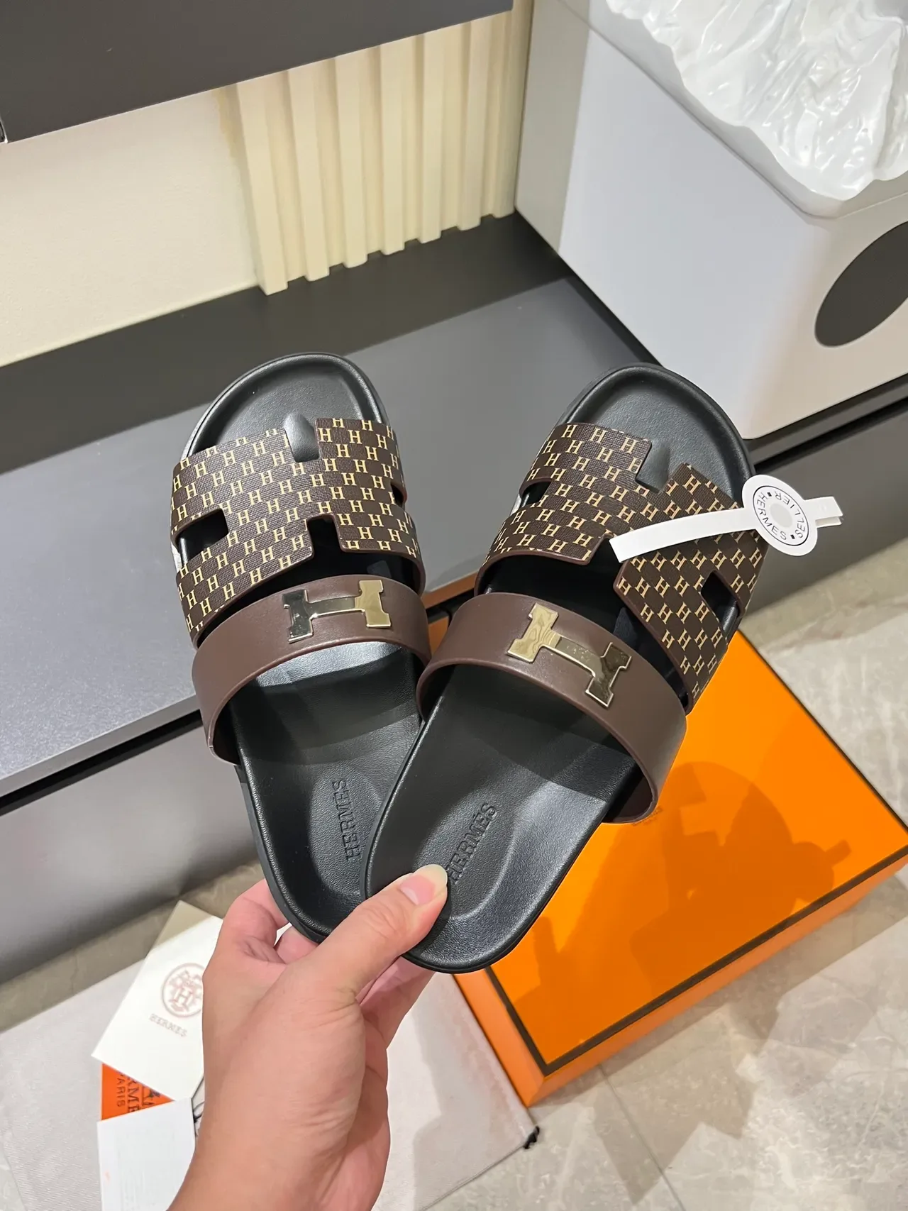 Hermès Oran 印花 双带 拖鞋 8