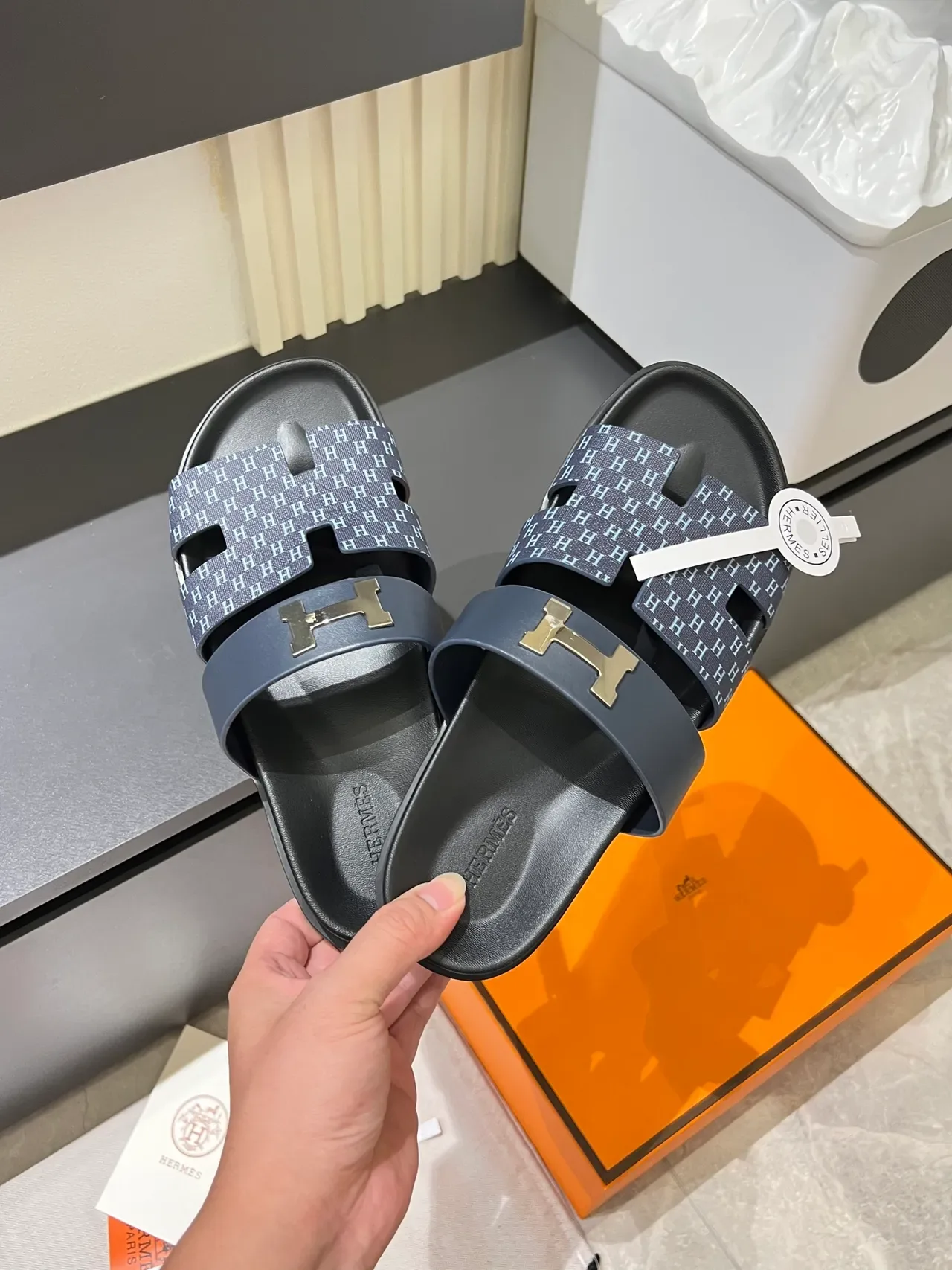 Hermès Oran 印花 双带 拖鞋 9