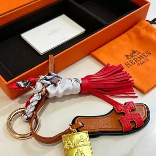 Hermès Oran लाल-भूरा H-आकार का चमड़ा पैटर्न रेशम शॉल का नॉट हैंडबैग