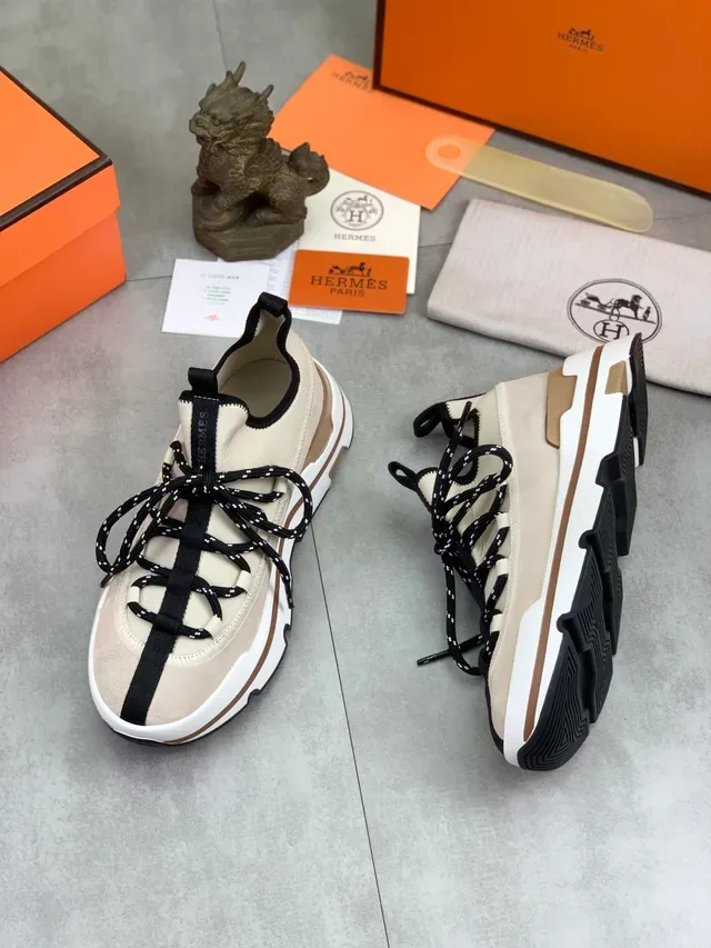 Hermès Oran Sneaker Beige et Noir Chunky Sneakers 5